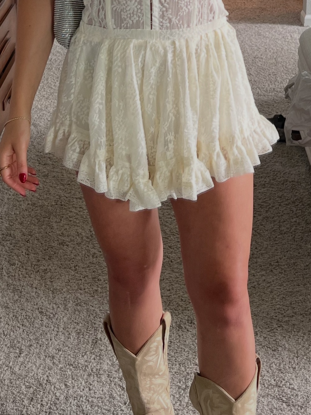 Zara Lace Ruffle Mini Skirt